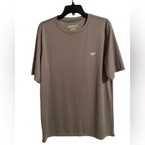 Speedo Men's Gray Performance Short-Sleeve Tee, 100% Polyester, Large